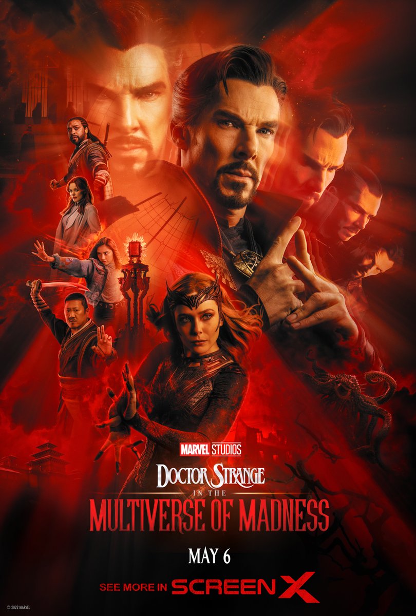 MarvelStudios's tweet photo. Check out this exclusive Screen X Poster for Marvel Studios’ #DoctorStrange in the Multiverse of Madness. Get tickets now to experience it only in theaters May 6.

Get Tickets Now: https://t.co/rbqTXXWoXM https://t.co/p7wyZqHQ5k