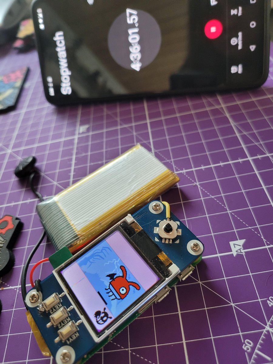LapinsRose's tweet photo. Geminitchi on battery with timer! Screen is on the whole duration trying to imitate older tamagotchi models. #tamagotchi #Devilgotchi https://t.co/rQ6IPBpUf2
