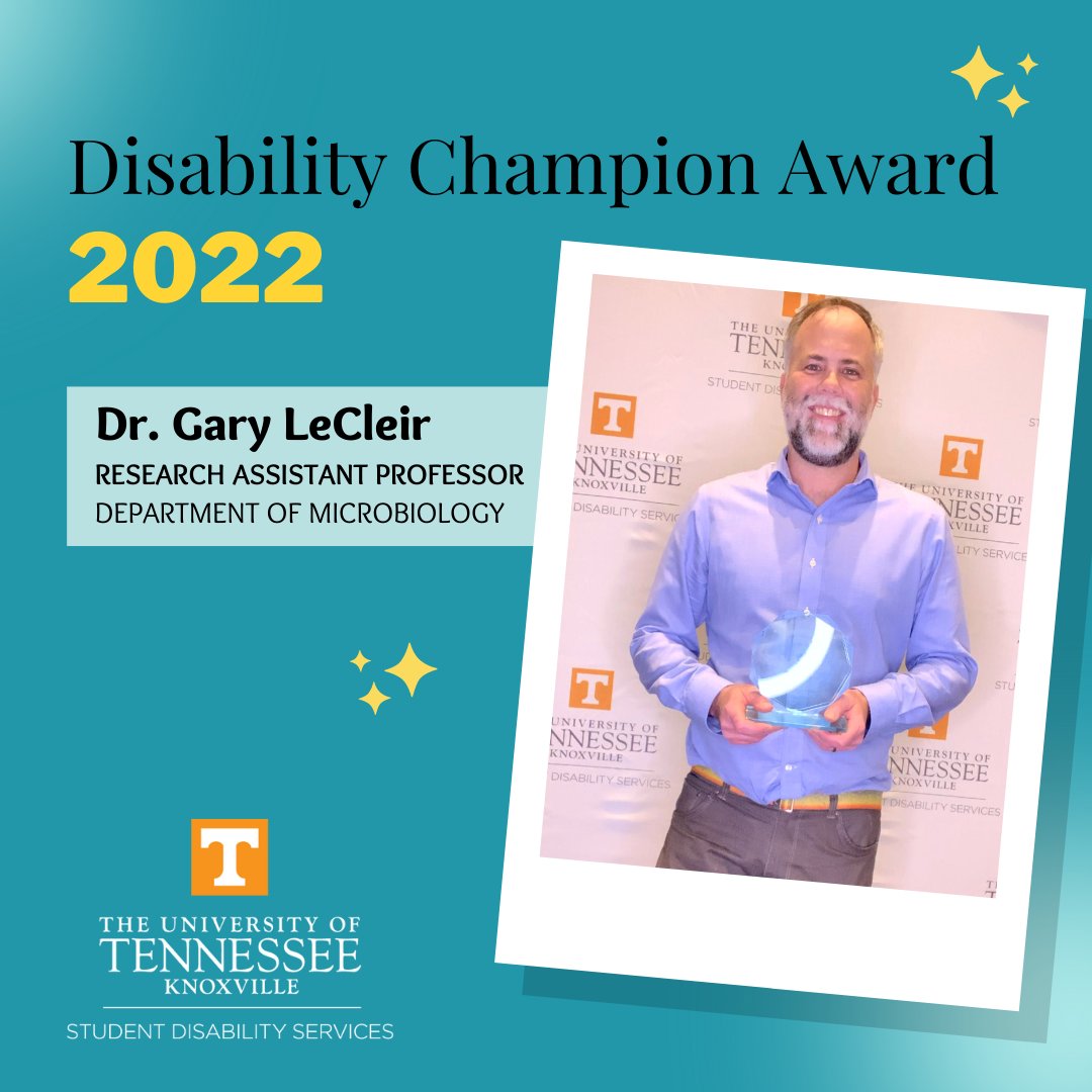 UTKSDS's tweet image. We are happy to recognize the 2022 student-nominated Disability Champion Award recipients. Congrats to Danielle Jones, Gary LeCleir, Dan Roberts, and Kimberly Wolbers.

Thank you for all of your work in promoting &amp;amp; practicing a culture of inclusion for students with disabilities.