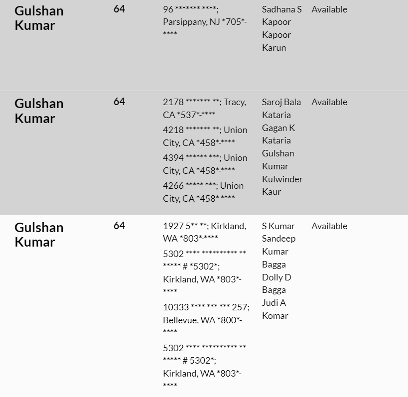 PikaDetects's tweet photo. Gulshan Kumar Dua records #ALIVE
Note: Age is updated on real time basis....
#DeepWebTools
Parsippany-Troy Hills
Township in New Jersey
Union City
City in California
Kirkland
City in Washington State https://t.co/zTgQpH0kKu
