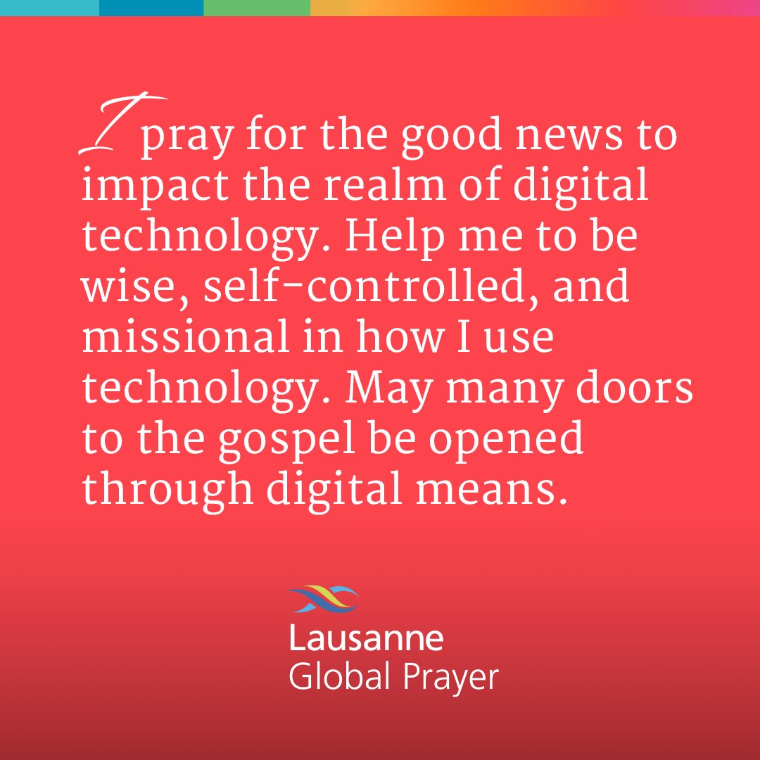 lcwe's tweet photo. Day 6: Pray for the good news to impact the realm of digital technology.. #28daysofprayer
Subscribe to the Lausanne Global Prayer feed in the @PrayerMate app: https://t.co/yhgD0Fnh3A https://t.co/F3Szr5OqK5