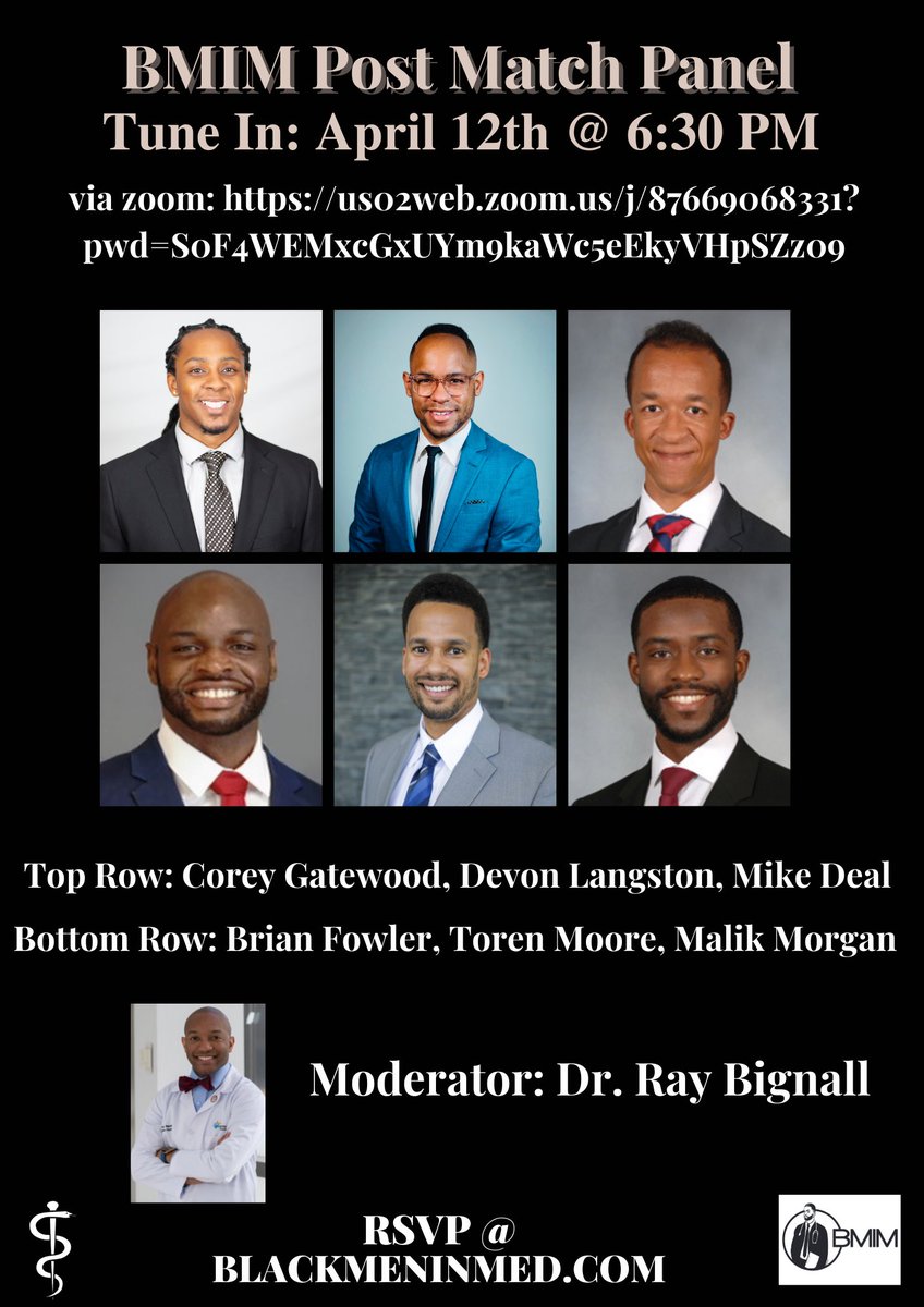 The brothers <a href="/OhioStateMed/">The Ohio State University College of Medicine</a> @BMIM_OhioState are so excited to team up with <a href="/BMIMCincinnati/">BlackMenInMedicineCincinnati</a> to put on our annual post match panel moderated by our very own <a href="/DrRayMD/">Dr. “Dad” MD, FAAP, FASN</a> this is an event medical students don’t want to miss! #Match2022 #MedTwitter #Medicine #Mentorship