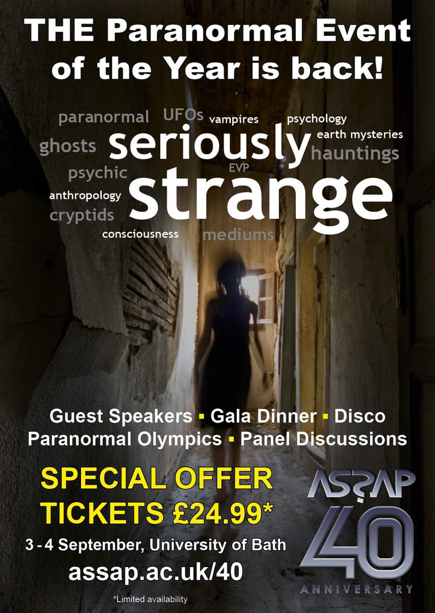 Join us for the Paranormal Conference of the Year, 40 years of ASSAP. Special introductory offer of £24.99 Find out more information on speakers and ticketing here - assap.ac.uk/40/?fbclid=IwA…