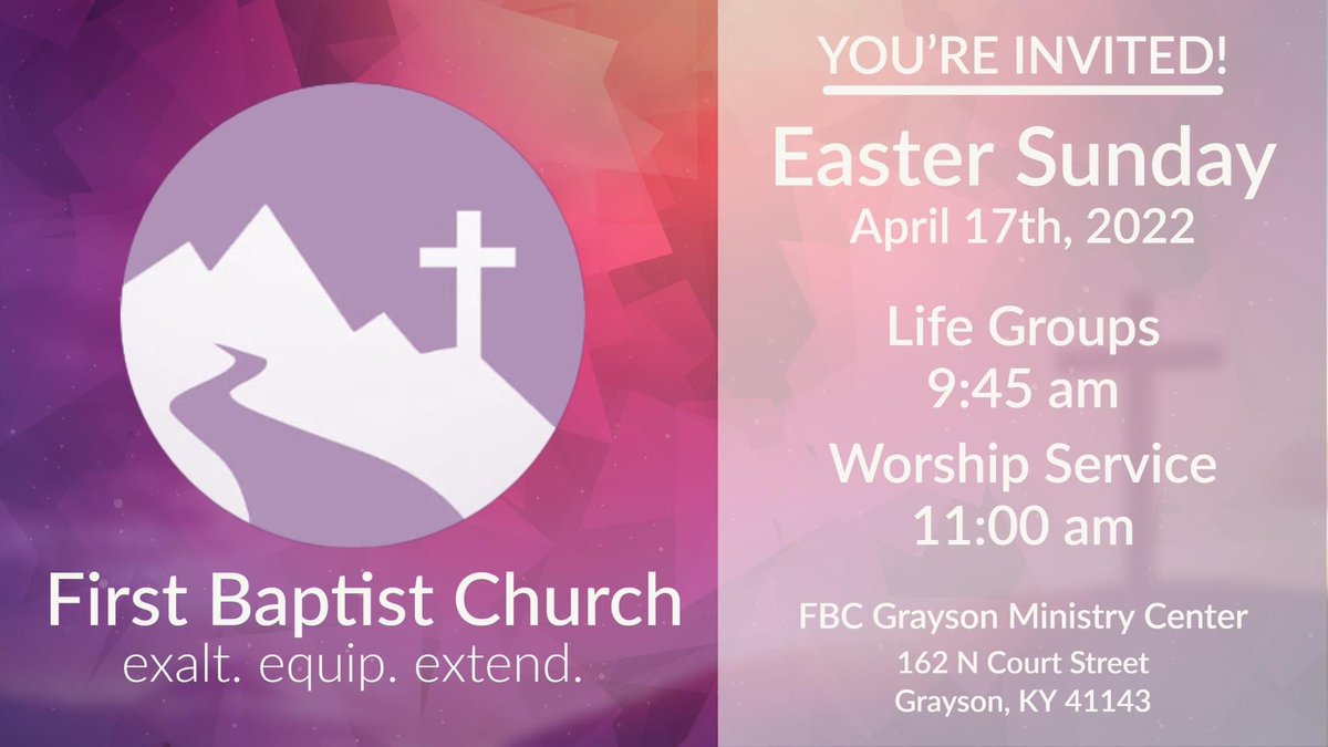 FBC_Grayson's tweet photo. Grayson, Easter will be here soon and we'd love to have you all join us! Life Groups at 9:45am with classes for all ages and worship service at 11:00am https://t.co/NGYvc5IUL1