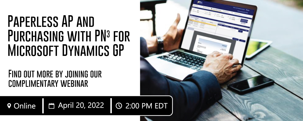 Paradigm_Consul's tweet image. Register for our complimentary webinar on April 20th at 2:00 PM - Paperless AP and Purchasing with PN3 and Microsoft Dynamics GP. paradigmtechnologyconsulting.com/events/ #paperlessAP #pn3solutions #ptcsolutions #DynGP #purchasing #paperless