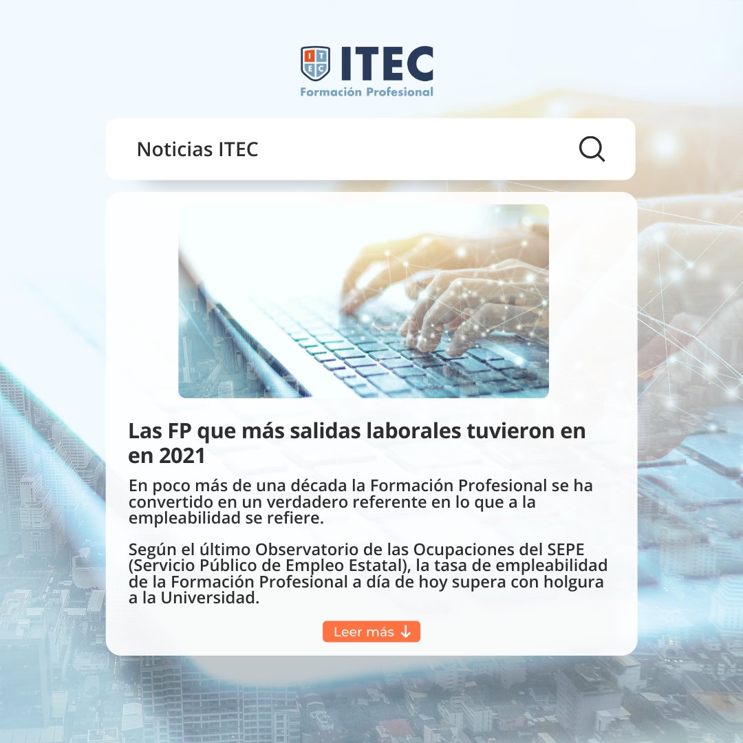 itecfp's tweet photo. Las FP que más salidas laborales tuvieron en 2021 🚀

💻 Técnico en Desarrollo de Aplicaciones
📊 Técnico superior en administración y finanzas
🦷 Técnico en Higiene Bucodental
🍽️ Técnico en Dietética

Más info sobre las FP en: https://t.co/a6T4FjZIVA https://t.co/lrxaBJXdkk