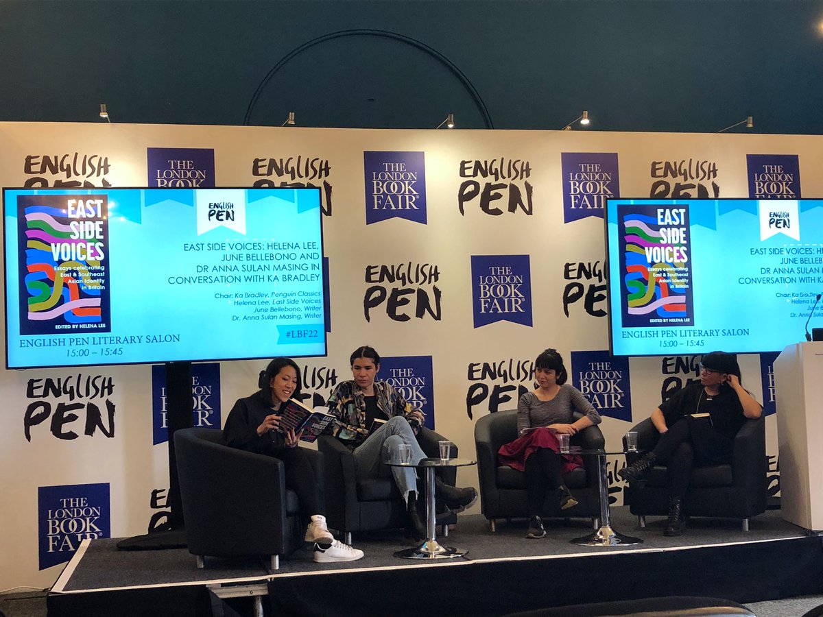 One of my favourite talks from DAY 1 of #LBF22. 

#EastSideVoices is a collection of essays raising the voices of British East Asian and South-East Asian writers 🙌🏾

@ka_bradley 
@LondonHelena 
@AnnaSulan 
@junebellebabe