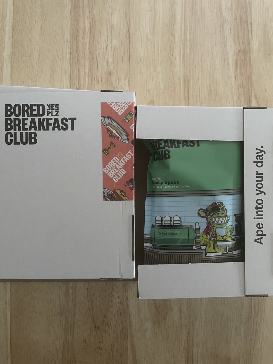 therealweiwei's tweet photo. Had to get two @BoredBreakfast coffees before the second drop and now they’re here! Can’t wait to try Blend Two from @YESPLZdotCOFFEE! #coffee #nft https://t.co/O7Spb7sSWK