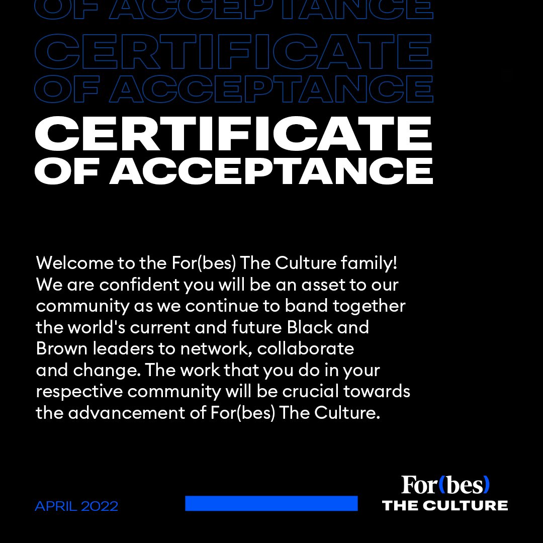 I’m officially in the @ForbesTheCultur family! 🎉🎉🎉🎉