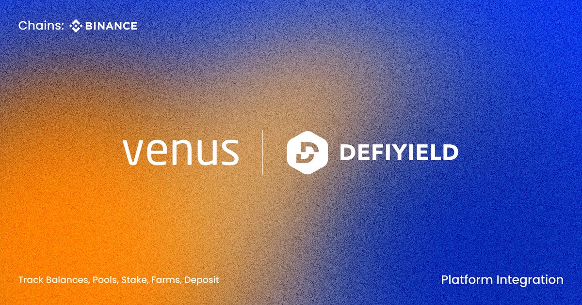 DeFi's tweet photo. New Protocol 🔥 Venus 🎉
 
We are pleased to announce that @VenusProtocol 🎉 on Binance Smart Chain was successfully onboarded on the DeFiYield cross-chain asset management Dashboard🤩
 
Prices! Balances! Pools and Farms!
 
Check it out here 👉https://t.co/273hyhO5NC https://t.co/JtATd6UpqT