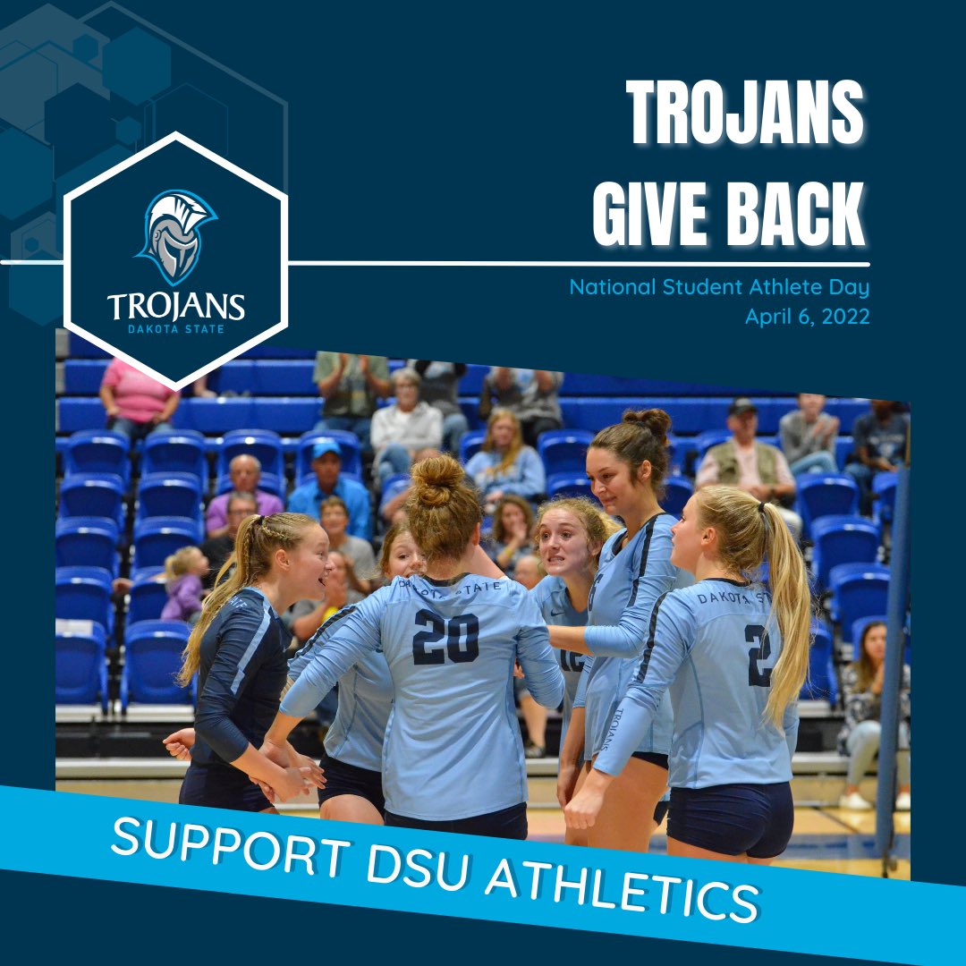 volleyball_dsu's tweet photo. It’s #DSUGivingDay!! Check out the link DSUVolleyball.give https://t.co/xY5UuFDyop to support our student-athletes thrive on and off the court! 💙
Join us on National Student Athlete Day!🏐
#GiveBack #TrojanVB #TrojanPride #WeAreDSU #TrojanNation #TGOD⚔️ https://t.co/bMlU2uAD5H