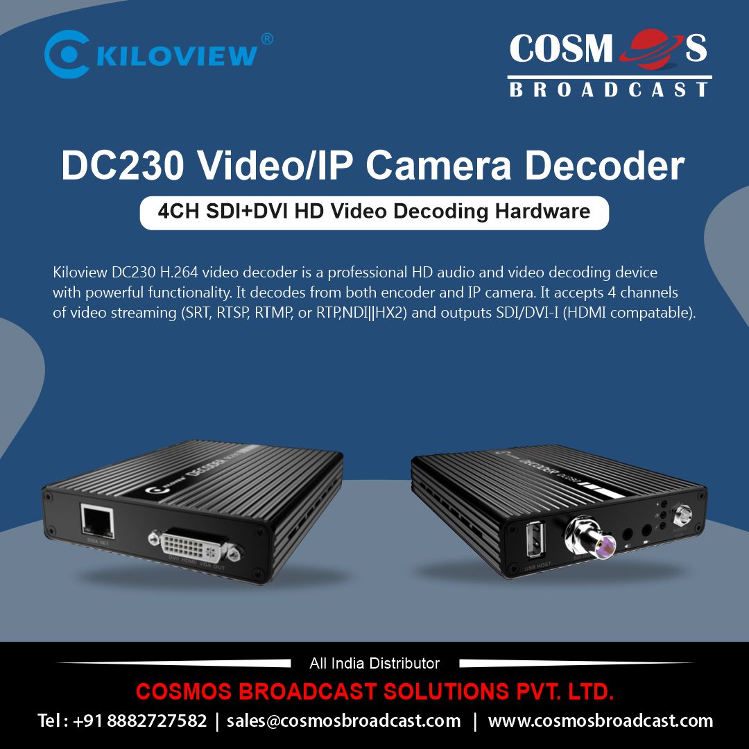 PvtCosmos's tweet photo. DC230 Video/IP Camera Decoder
4CH SDI+DVI HD Video Decoding Hardware
#cosmos #cosmosbroadcast #kiloview #DC230 #HD #Audio #NDI #SRT #HDMI #Video #Videodecoder #professional #encoding #decoding #IP #camera #Multichannel https://t.co/FgwZRoRYGv