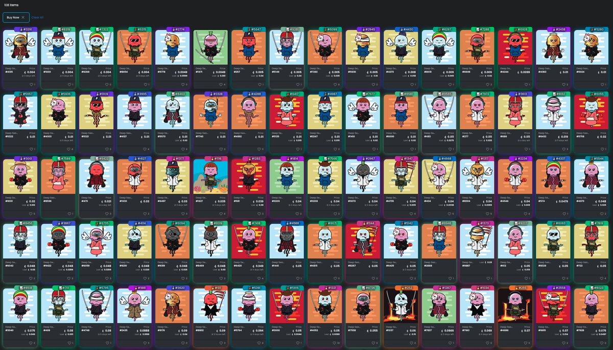 DeepSeaJellyNFT's tweet image. These poor Jellys need new homes.  80 sales and the floor goes from .004 to .075. That would be a 1,775% gain, if we get those sold and you buy at the bottom :)