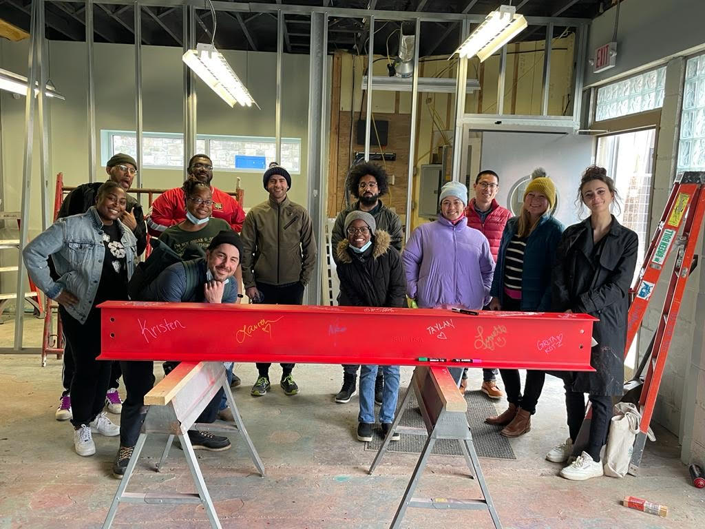 JXTA_ARTS's tweet photo. Our new campus will symbolize years of hard work and effort. To commemorate this next phase of JXTA, our team inscribed their names on this cornerstone beam so we never forget our incredible journey. On to a new chapter. 🛠🙏🏾
#BlackSuccess #JXTASquad https://t.co/27R5AeeixO