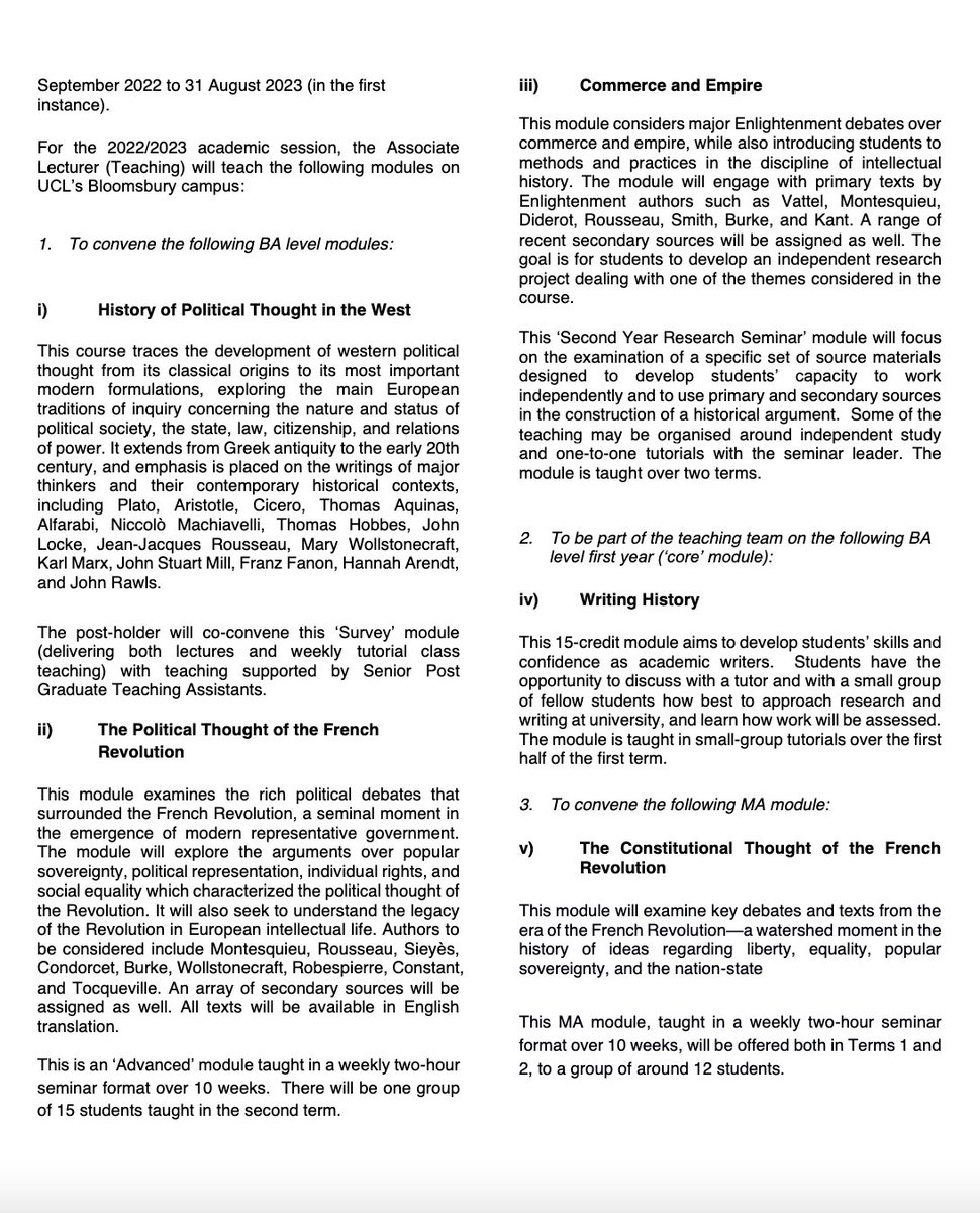 BrunoLeipold's tweet photo. Two 1 year fixed term teaching jobs in political theory/HPT advertised today. With this exploitative teaching load I can't imagine how anyone would have enough time to do the research required to get their next job. https://t.co/GvSmknrAS5