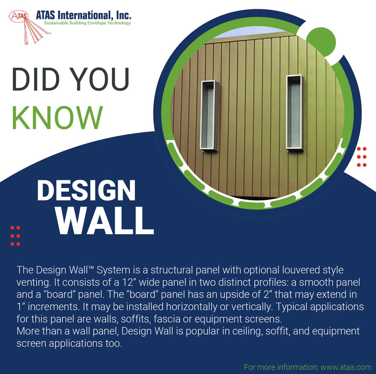 ATAS_Intl_Inc's tweet image. Did you know about Design Wall? Now, you definitely know! 😄

#DesignWall #DidYouKnow #ATAS #Wall #Panel