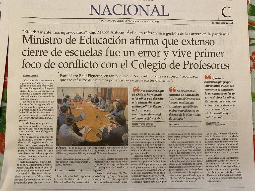 Intentar debilitar al gobierno a costa de salud mental y educación de  niños. Eso hicieron el actual Gobierno y el <a href="/ColegioProfes/">Colegio de Profesoras y Profesores de Chile</a> durante la pandemia. Pero ahora debemos dejar lamentos y pasar a la acción para recuperar la enseñanza, especialmente, de los más vulnerables