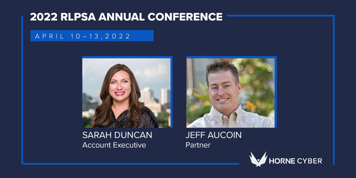 Headed to <a href="/RLPSA/">RestaurantLP</a>'s 2022 Annual Conference in Denver next week? Come visit <a href="/HORNECyber/">HORNE Cyber</a>'s Sarah Duncan &amp; HORNE Franchise's Jess Aucoin on Tuesday, April 12 at our sponsored breakfast in Plaza Ballroom C &amp; F. We look forward to seeing you! 
#Cybersecurity #Franchise #Franchisees