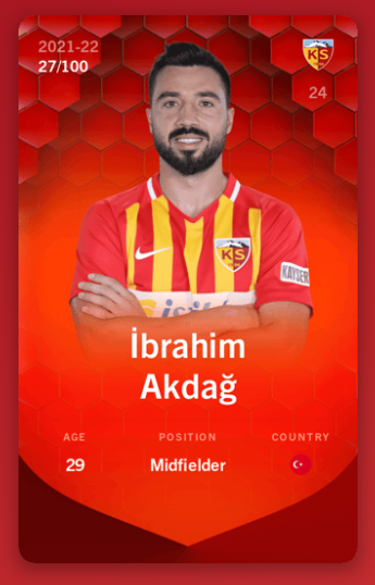 So guys, here is my first
🎁 #Sorare Card Giveaway 🔥⚽️

To get a chance on this Rare Akdağ (≈ 0,015 ETH) you have to:

1. Follow me ✌️
<a href="/Kab00mx/">KaB00mx</a> 

2. RT 🔄
3. Like 💟

⏰ Ends 8 pm on 13.04.22

#Sorare #Giveaway #NFT #SüperLig
