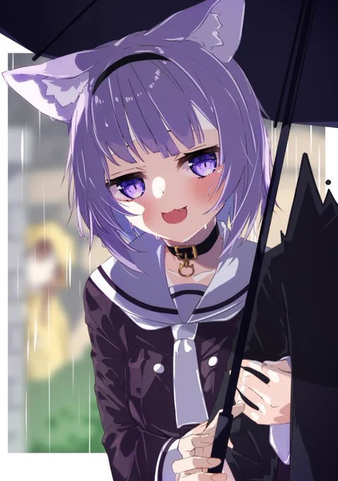 #絵かゆ
昨日の絵の少し前です
「いや～君が偶然通りがかってくれて助かったよ～
急に雨が降るんだもんw困るよね～」 