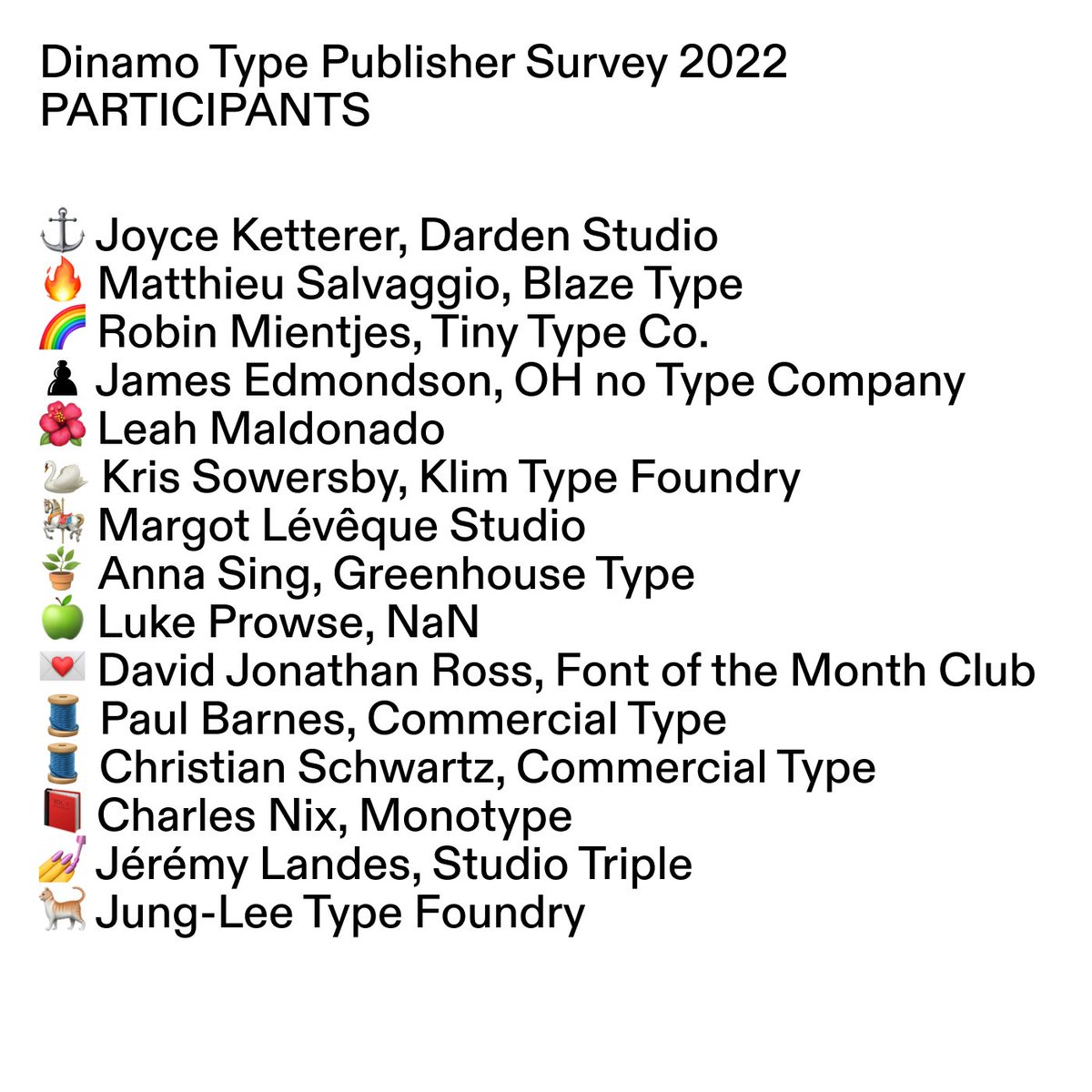 abcdinamo's tweet image. We reached out to our 15 of our friends at big + small type foundries and asked them 6 questions we’ve been asking ourselves:
abcdinamo.com/news/type-foun…