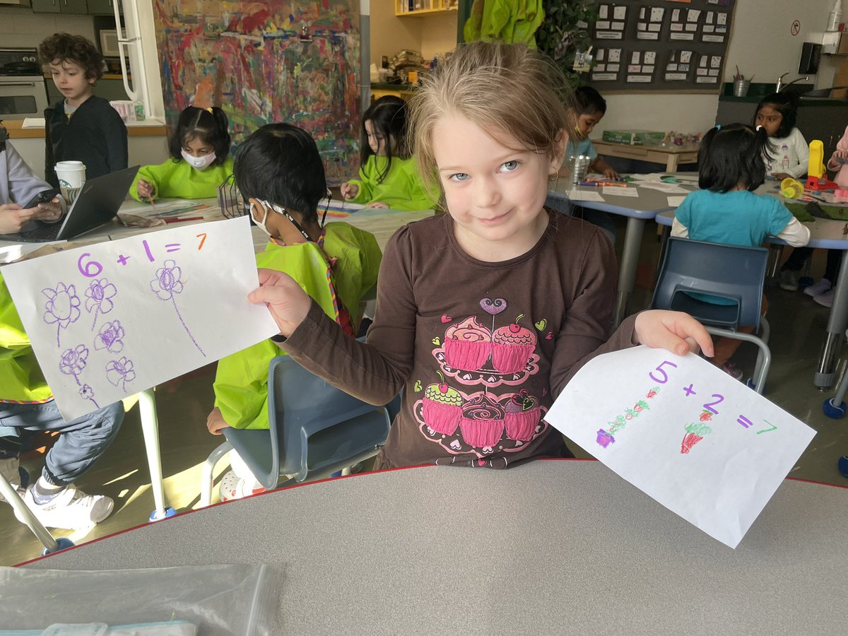 Mrs_Grant_'s tweet photo. We’re working on solving addition using the strategy of drawing pictures! 🖍 @StRoseLimaOCSB https://t.co/EikYJdgTy9