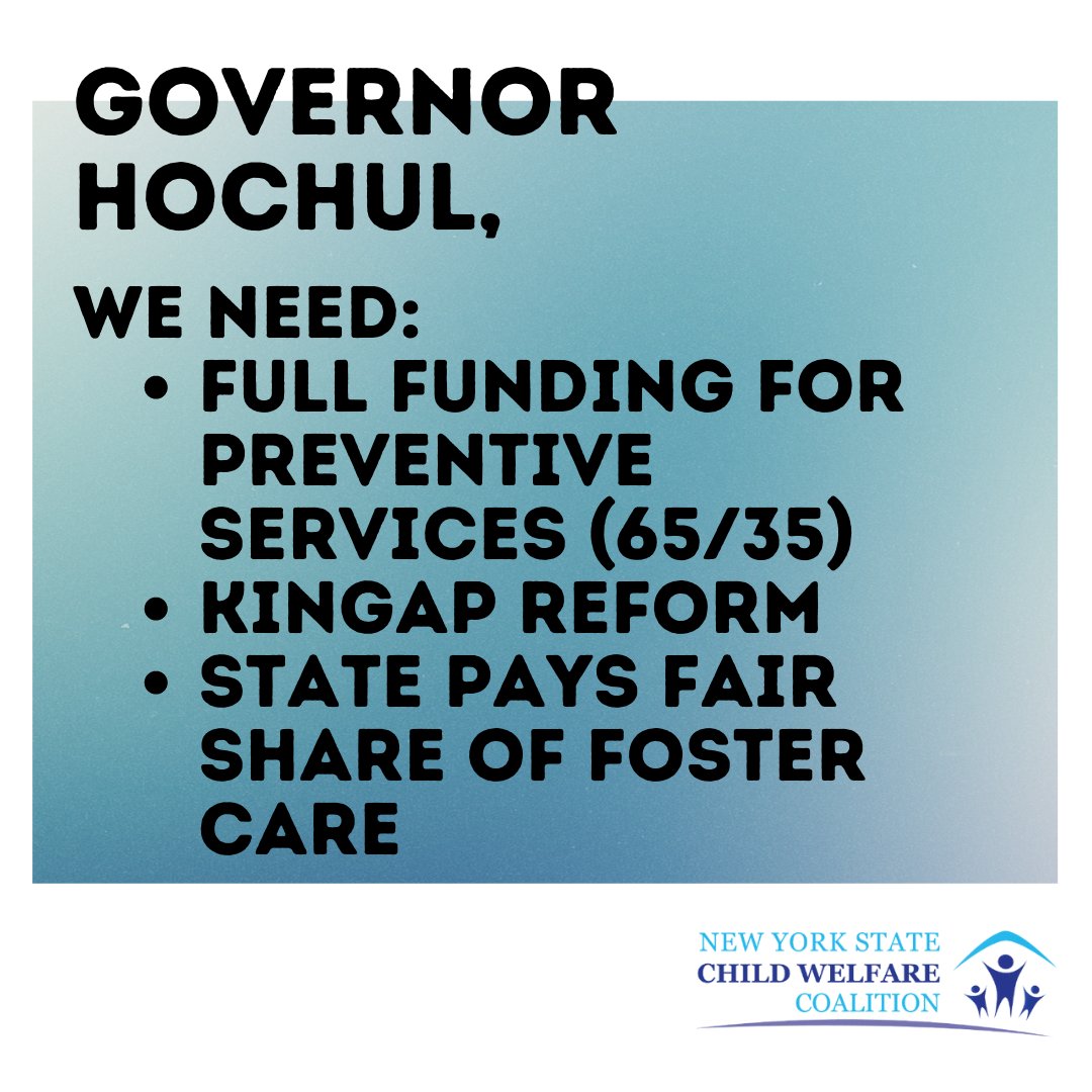 SchuylerCenter's tweet photo. .@GovKathyHochul the #NYS #Budget must make big investments in children and families. We need your leadership now. #NYChildWelfareBudget https://t.co/5G65mVJNWi
