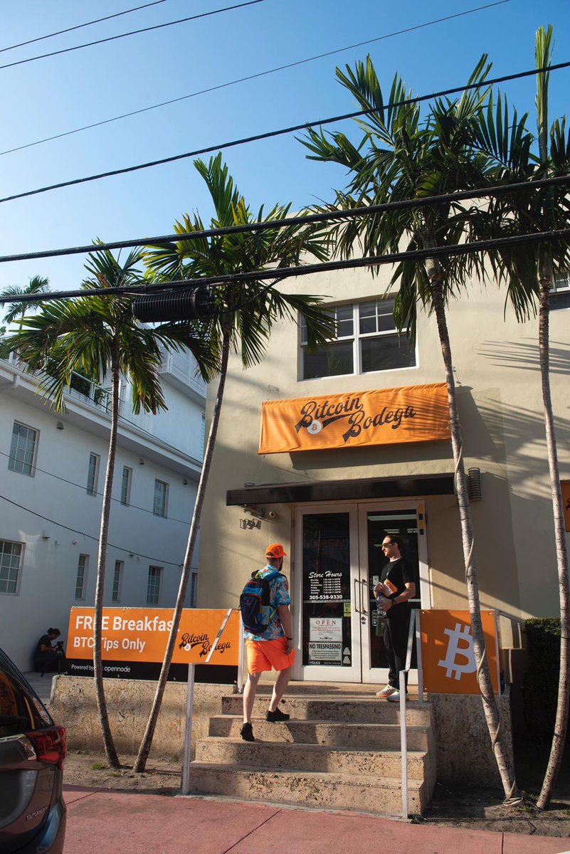 Miami! The Bitcoin Bodega is open for business. Come grab some free breakfast and tip in Bitcoin. <a href="/TheBitcoinConf/">The Bitcoin Conference</a>