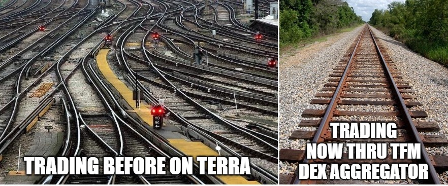 tfm_com's tweet photo. TFM DEX Aggregator saves the day ✨
#Terra #LUNA #astroport #terraswap #loopfinance #PrismProtocol #terrafloki #terraformer #DEX #Crypto https://t.co/QttKy0r4D2