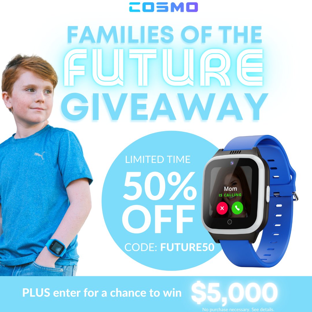 K_WinterSellery's tweet image. This April, we’re partnering with COSMO to promote #BetterTech And along the way, COSMO is offering EVERYONE 50% OFF their best-selling JrTrack 2 4G GPS Kids Smartwatch, as well as a chance to win $5,000!
Check out the official giveaway page to learn more!
cosmotogether.com/pages/families…