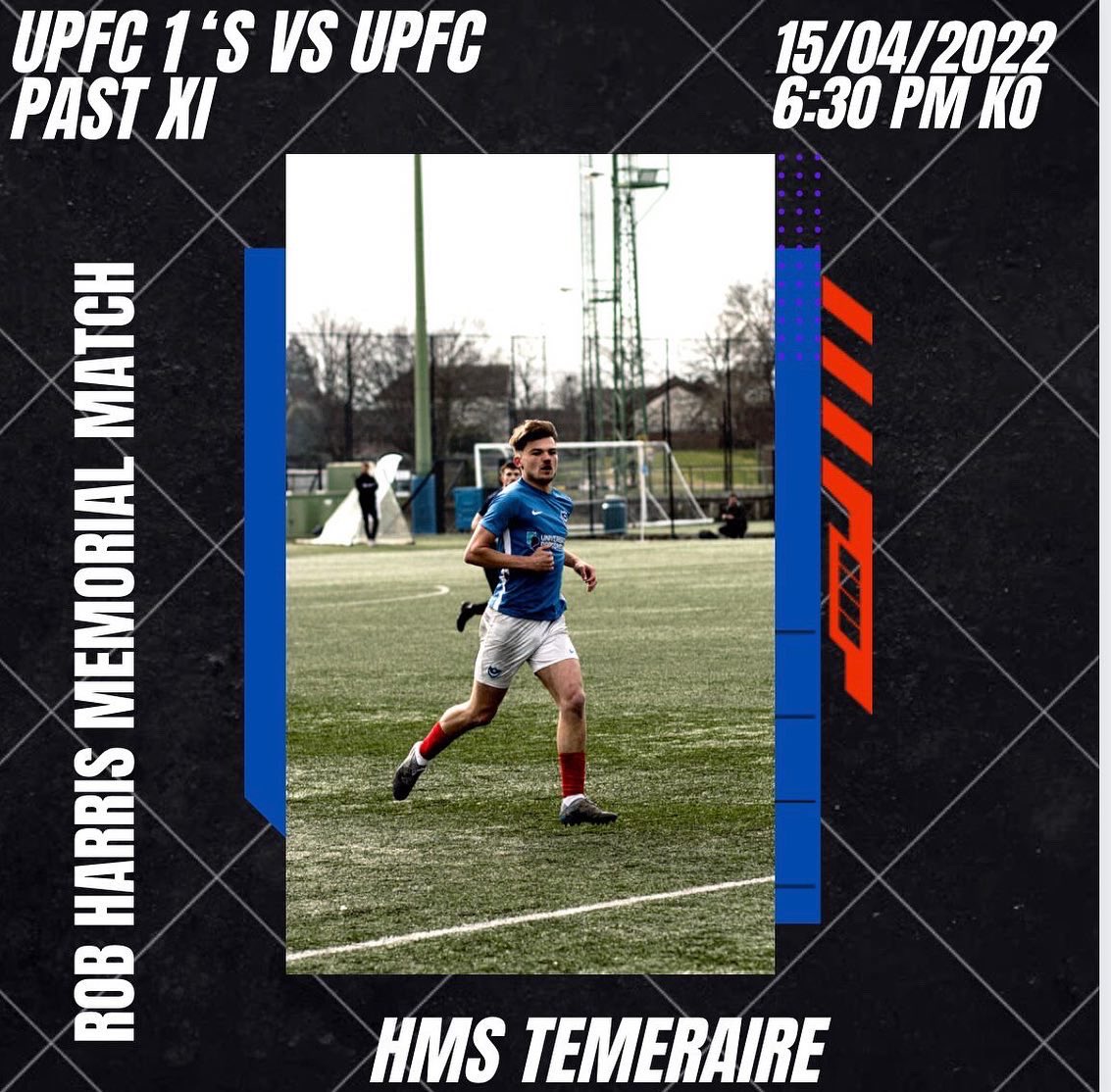 PortsmouthUniFC's tweet photo. Rob Harris memorial game April 15th 6:30pm KO @ HMS.

Please see below JustGiving link, all donations will be greatly appreciated.

There will be raffles and prizes to be won on the night so get yourself down there, all for a great cause!

https://t.co/E0HtEygj3I https://t.co/NHR6nO2Zsc