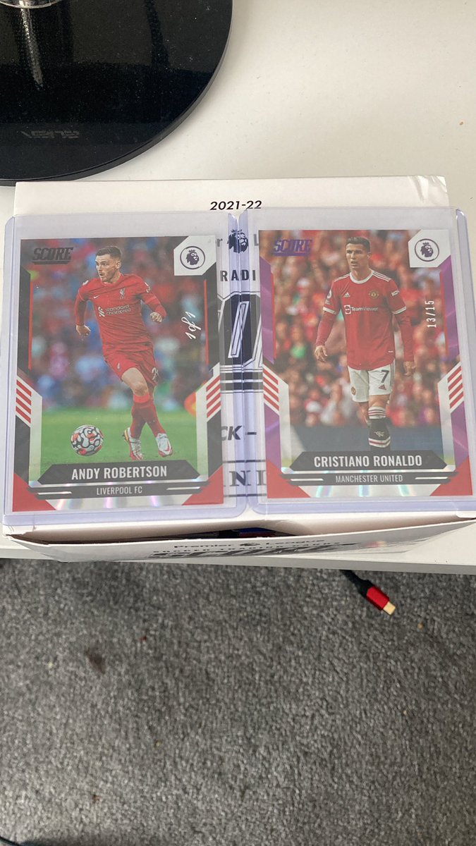 SpackersSports's tweet image. Not a bad box of Score Premier League I’d say🥶 Robertson 1/1 and CR7 /15