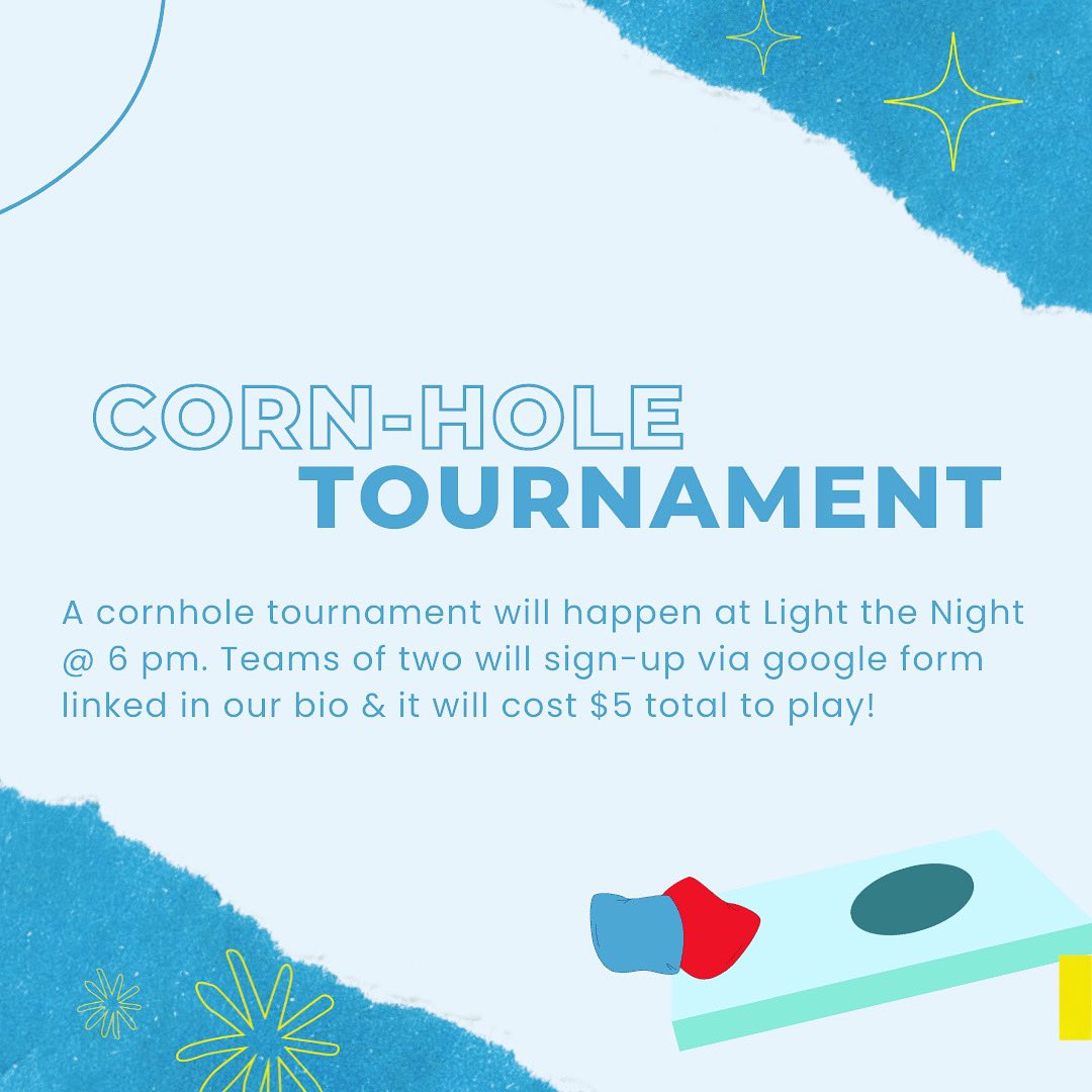 Double posting because we’re excited for you to compete in our corn-hole tournament!