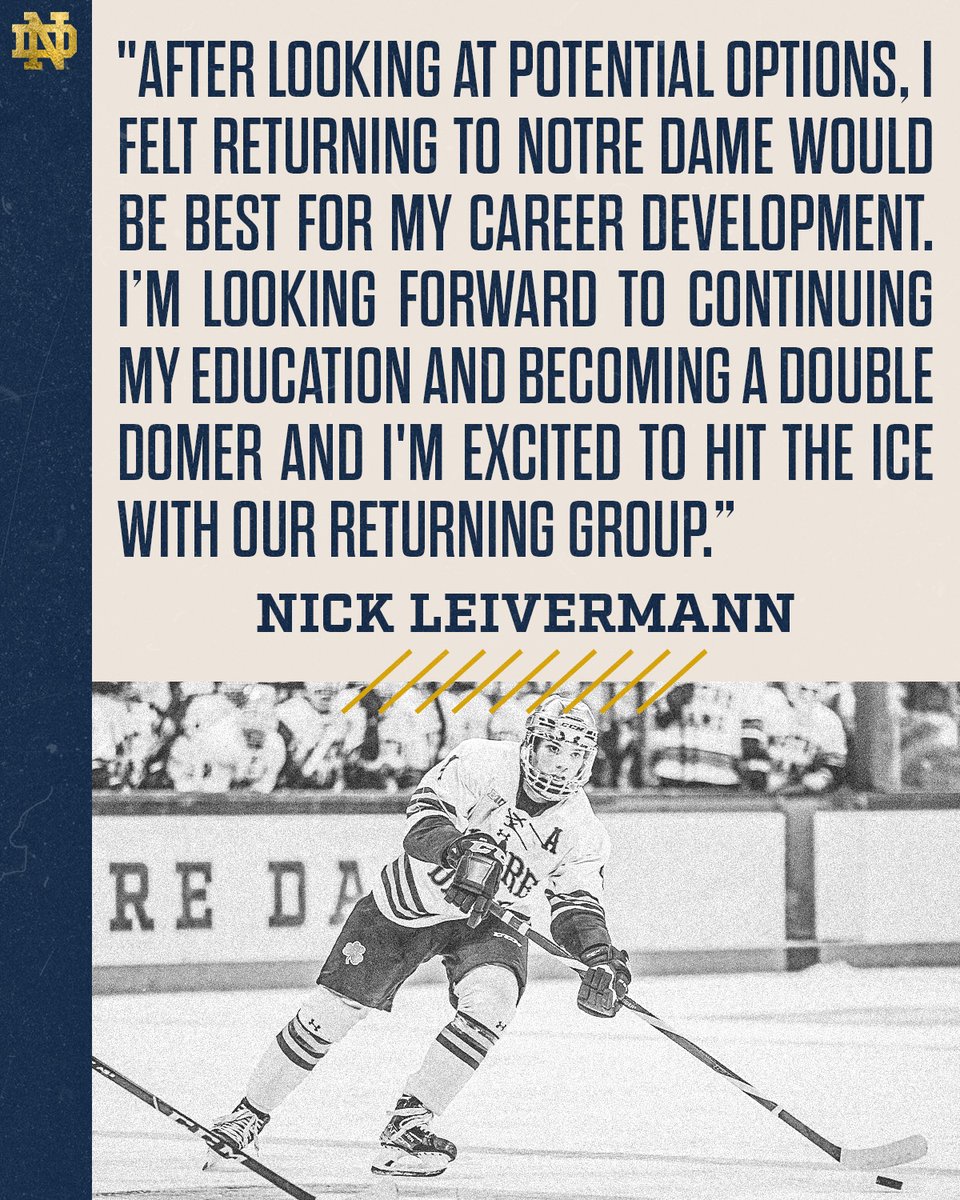 𝐇𝐞'𝐬 𝐁𝐚𝐜𝐤!

Senior defenseman Nick Leivermann will be returning to the Irish next season after notching a career-high 27 points in 2021-22!

#GoIrish