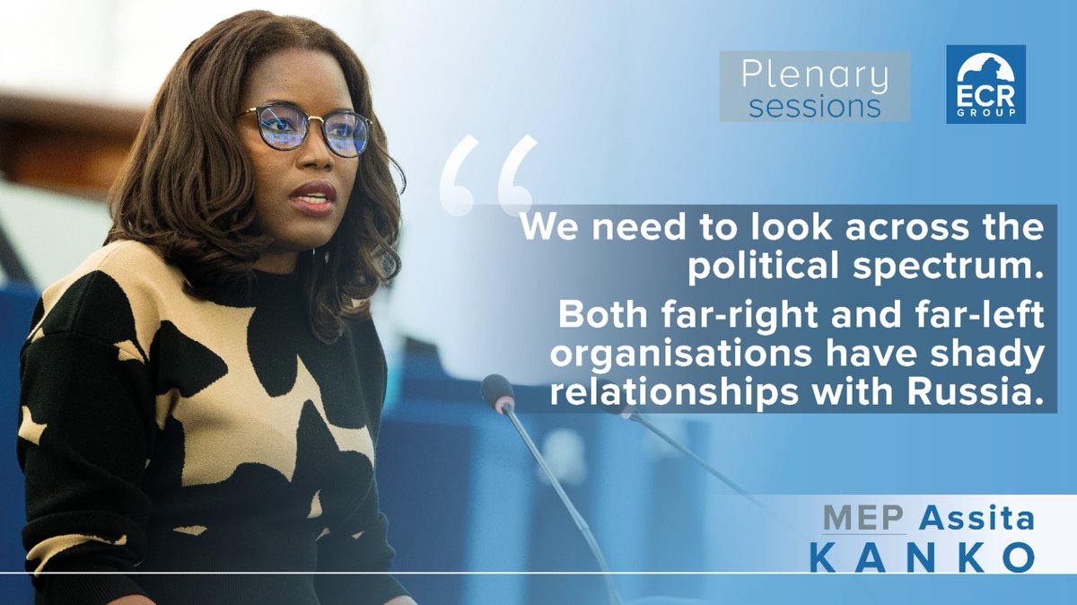 ECR Group (@ecrgroup) on Twitter photo "When looking at the connection between #Putin and political forces in #Europe, we can't be so narrow-sighted."
📢 ECR MEP <a href="/Assita_Kanko/">Assita Kanko MEP</a> | #EPlenary "When looking at the connection between #Putin and political forces in #Europe, we can't be so narrow-sighted."
📢 ECR MEP <a href="/Assita_Kanko/">Assita Kanko MEP</a> | #EPlenary