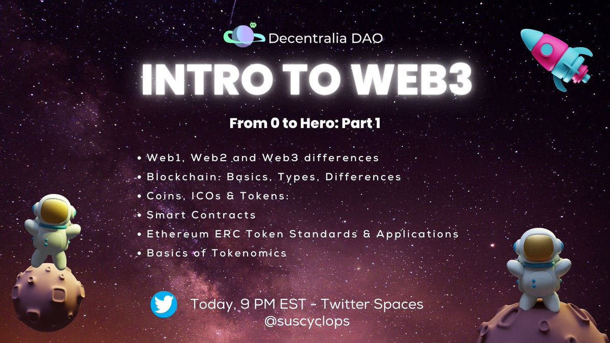 CrisCantollaAI's tweet photo. Come learn about Web3 today! 🪐👁️👁‍🗨

🌀Web3 Learning Session: Ep 1
🌀 #freemint OG Cards for new OGs
🌀 3 WL Spots #Giveaway 

See you there! Today, 9 PM EST
https://t.co/PhwJaKb6Hn

#NFTCommunity #web3 #DAOs #web3me https://t.co/CAeKsYv6Db https://t.co/orWipsGKML