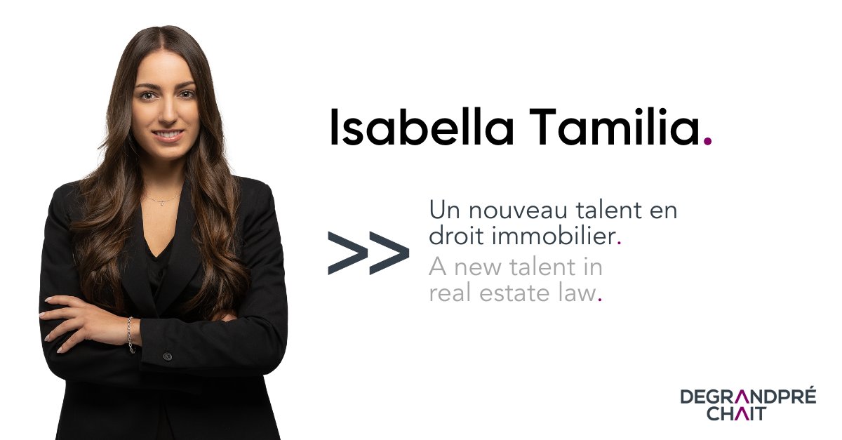 DeGrandpreChait's tweet photo. We are thrilled to welcome Isabella Tamilia to the real estate law team. Learn more about her practice and how she can advise you: https://t.co/vTESf3AQyH

 #realestatelaw #realestate https://t.co/C7bw0jKICl