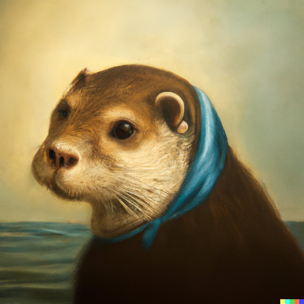 woj_zaremba's tweet image. It’s hard for me to believe that AI generates artwork that moves emotions inside of me. 

This one is both touching and funny.

Input: “A sea otter in the style of ‘Girl with a Pearl Earring’ by Johannes Vermeer.”

#dalle