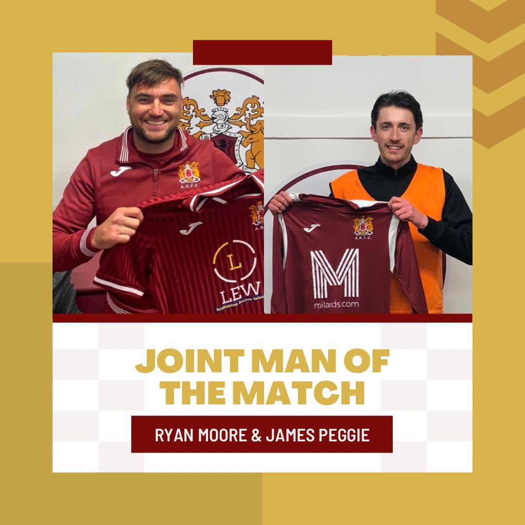 MAN OF THE MATCH

Votes shared between Ryan Moore and James Peggie 🤝⚽️

2 goals for Moore and an impressive wing-back display from Peggie who was influential in attacking phases alongside doing the dirty work defensively 👏🏼🇱🇻
