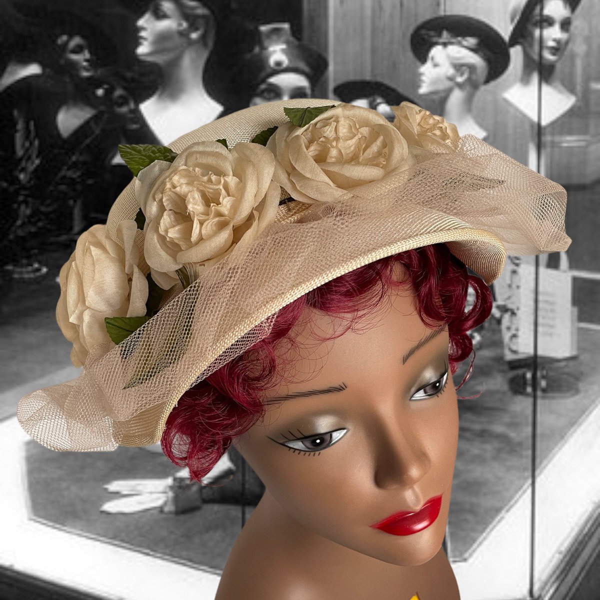 MerrilyVerilyVi's tweet photo. Excited to share this item from my #etsy shop: Vintage 1950s 1960s Hat, Woven Acetate Bonnet with Tulle and White Roses, Church Hat, Kentucky Derby Hat, Wedding #formalevent #1960sbonnet #bonnethat #springhat https://t.co/TUQg0Ro47z https://t.co/SttNS95uhe