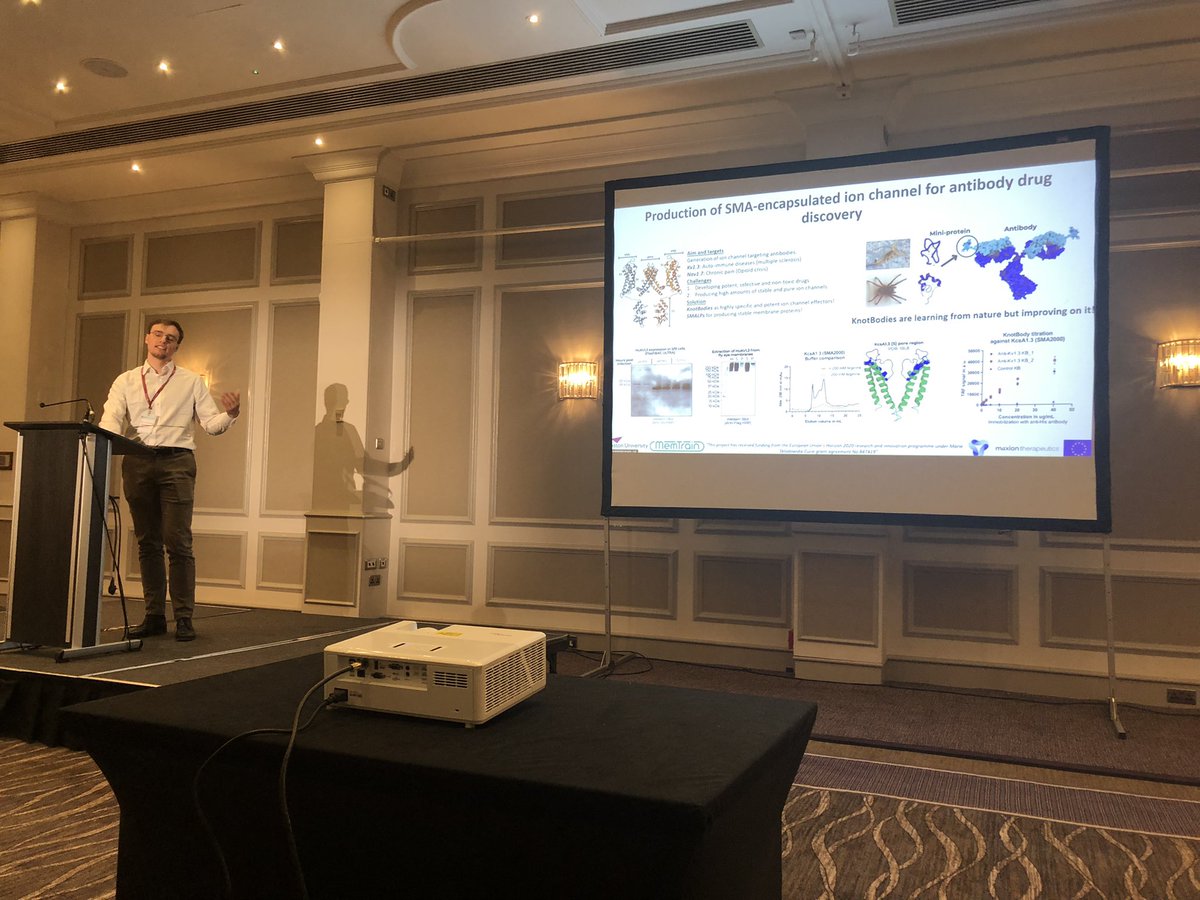 alice_rothnie's tweet photo. Great poster flash talks at the @BiochemSoc European SMALP meeting, by our @MSCA_MemTrain PhD students @DeppingPeer and Afroditi Vaitsopoulou. @AstonHLS @_Calixar #AMPL @smalpnet @alan_goddard @RoslynBill https://t.co/RsyWGDooMe