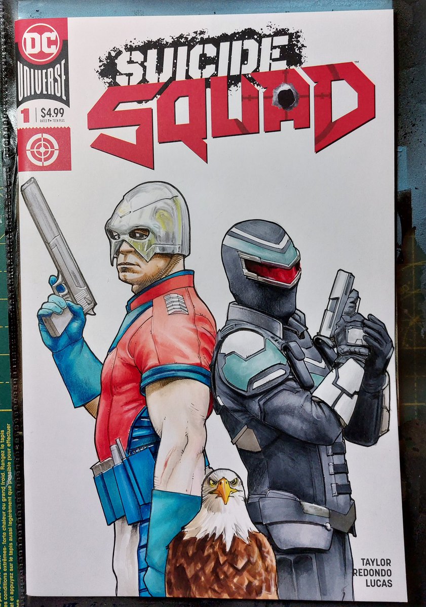 Another one in the bag. Peacemaker, Vigilante and Eagly drawn in Copic Markers and Faber-Castell polychromos pencils on a Suicide Squad blank variant cover. <a href="/DCpeacemaker/">Peacemaker on HBO Max</a> <a href="/johncena/">John Cena</a> <a href="/freddiestroma/">Freddie Stroma</a> <a href="/jamesgunn/">James Gunn</a> <a href="/DCComics/">DC Comics</a> #peacemaker #vigilante   #Eagly #jamesgunn #dc #suicidesquad