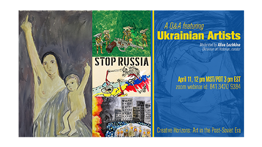 MelikianASU's tweet photo. Join us for a Q&amp;A on Ukrainian art in wartime; featuring curator Alisa Lozhkina and artists Kinder Album, Igor Gusev, and Catherina Lisovenko.

Live Q&amp;A Event (Zoom): https://t.co/TQOgjmPzz0
Pre-recorded video on Ukrainian art: https://t.co/iIZGJHMgZs

@USFRussia @HavighurstCtr https://t.co/eHXTAV0SyO