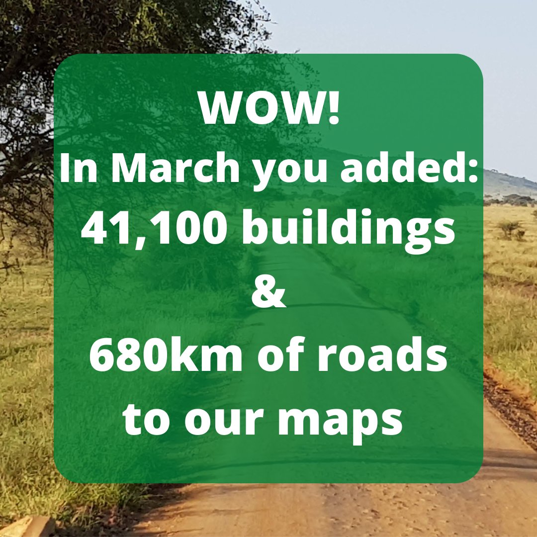 Thanks to our amazing volunteers:
🏠 41,100 buildings
🛣 680km of roads
were added to maps of Tanzania in March 2022

Find out more and start volunteering virtually to help girls in Tanzania crowd2map.org

#mondaymotivation #monday #volunteers #volunteering #dogood #NGO