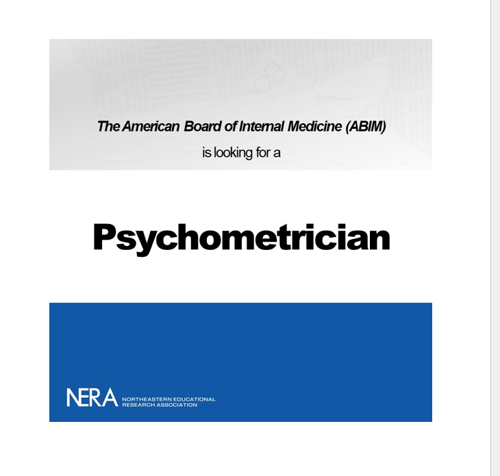The American Board of Internal Medicine (ABIM) is looking for a Psychometrician! If you are interested in the position, please review the link below!
linkedin.com/jobs/view/2981…
#AmericanBoardofInternalMedicine #ABIM #NERA #Psychometrician #Jobs