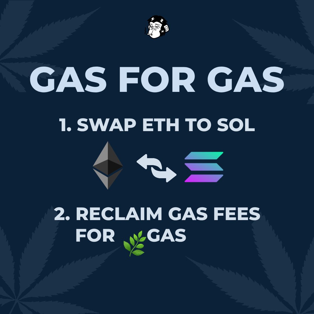 Until 4/20, the StonedDAO will refund all gas fees for porting ETH to SOL used for purchasing a Stoned Ape. In Cannabis. At any of our partys

Oh, and if you swap from Cardano, we refund 1% of your SAC purchase ;)

Want to invite people from all chains to tap into the Solana sea.