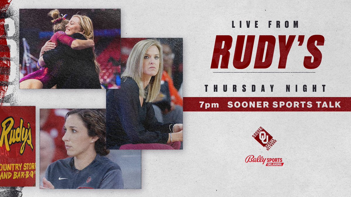 We've got a PACKED show for you tomorrow night. 

<a href="/OU_WGymnastics/">Oklahoma Women's Gym</a>, <a href="/OU_WBBall/">Oklahoma Basketball</a>, <a href="/OU_Volleyball/">Oklahoma Volleyball</a> in the 🏠❗️
 
🕖 7 pm
📍 <a href="/rudysbbq/">Rudy's Bar-B-Q</a>