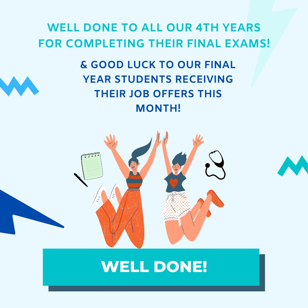 NUGPsociety's tweet photo. Congratulations to all our fourth year students who have completed their final exams today... we're sure you've all smashed it🤩

And we hope all of our final year students get the foundation jobs they want &amp; deserve - you've got this🤞 https://t.co/7gbV5NIvsj