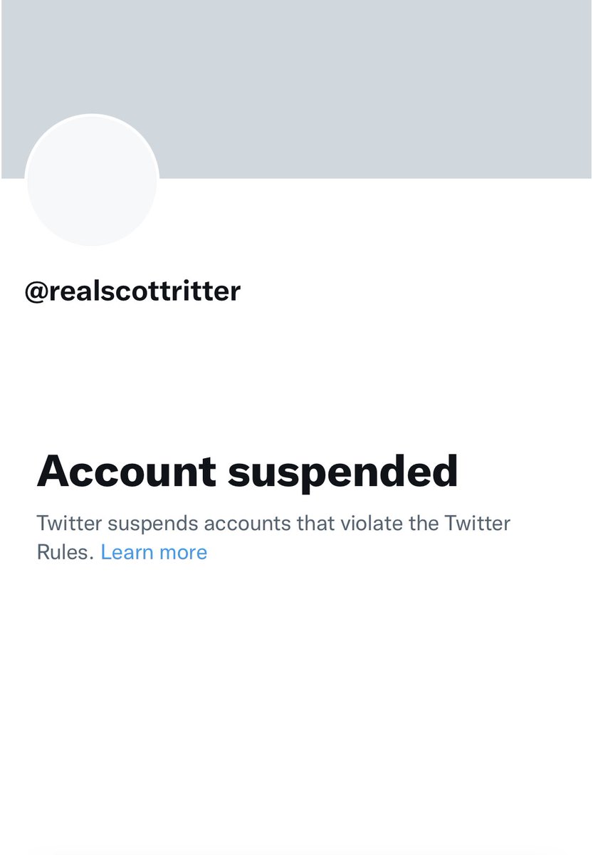 richimedhurst's tweet photo. Twitter banned former Marine Corps intelligence officer and UN weapons inspector Scott Ritter. Here’s their reasoning: https://t.co/E2FjImlNCK