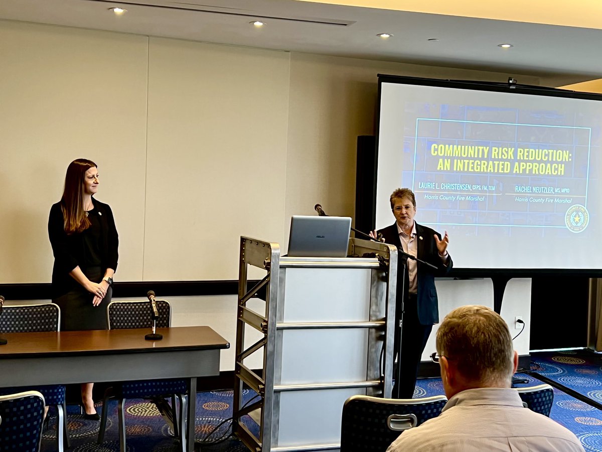 hcfmo's tweet photo. Fire Marshal Laurie Christensen and Communications Director Rachel Neutzler presented at the @CFSIUpdate Symposium today about  community risk reduction and how HCFMO pivoted during the pandemic to ensure residence have equal access to life safety information. https://t.co/uTxXKOAy7v